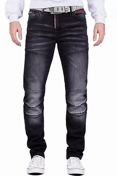 Cipo & Baxx Slim-fit-Jeans stonewashed Denim Hose BA-CD699 mit roten Akzent günstig online kaufen