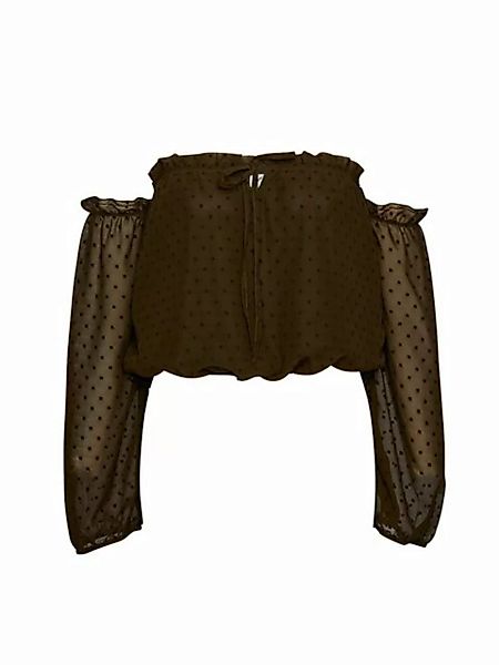 Freshlions Dirndlbluse Schulterfreie Bluse in Khaki - L Rüschen, keine Anga günstig online kaufen