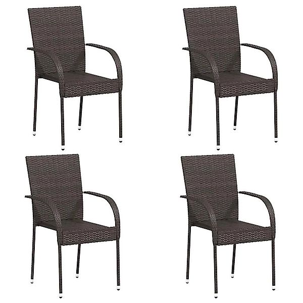 vidaXL Stapelbare Gartenstühle 4 Stk Poly Rattan Braun 310083 günstig online kaufen