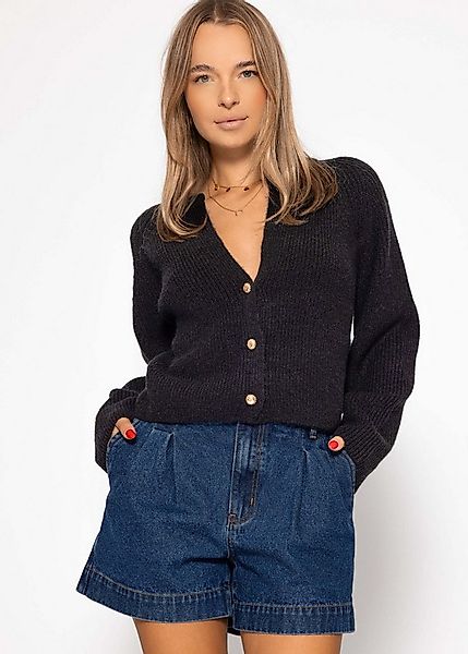 SASSYCLASSY Cardigan Cardigan mit V-Ausschnitt für Damen Weiche Strickjacke günstig online kaufen