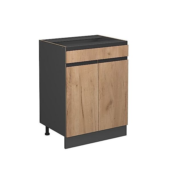 Vicco Küchenunterschrank R-Line Goldkraft Eiche/Anthrazit 60 cm J-Shape mit günstig online kaufen