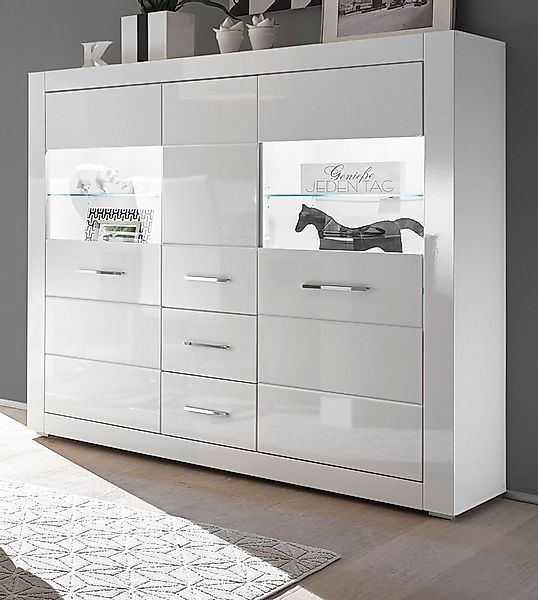 Furn.Design Highboard Carrara (Schrank in weiß Hochglanz, 149 x 142 cm), mi günstig online kaufen