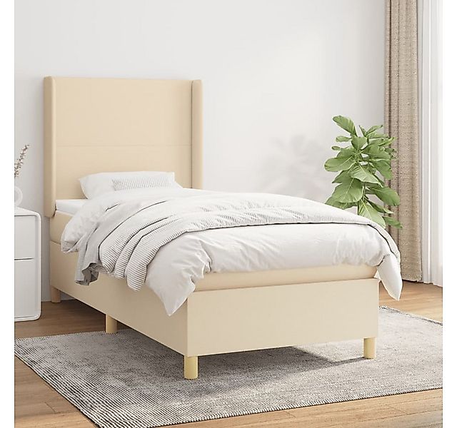 vidaXL Boxspringbett mit Matratze Creme 100x200 cm Stoff1395653 günstig online kaufen