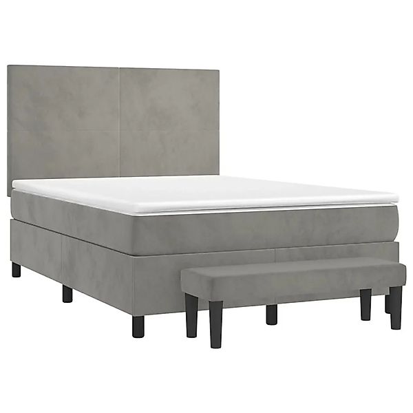 vidaXL Boxspringbett mit Matratze Hellgrau 140x200 cm Samt 3137725 günstig online kaufen