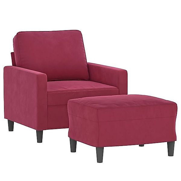 vidaXL Sofa Sessel mit Hocker Weinrot 60 cm Samt günstig online kaufen