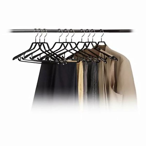 relaxdays 10er Set schwarze Anzugbügel rutschfest günstig online kaufen