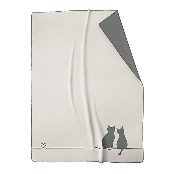Cawö Wohndecken CUTE CATS EDITION You & Me 62630 - Farbe: stein/anthrazit - günstig online kaufen