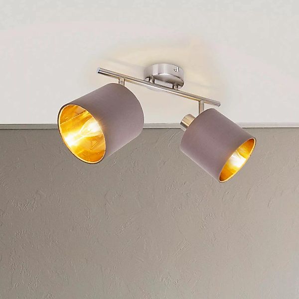 Deckenlampe Maron zweiflammig Textil, braun/gold günstig online kaufen