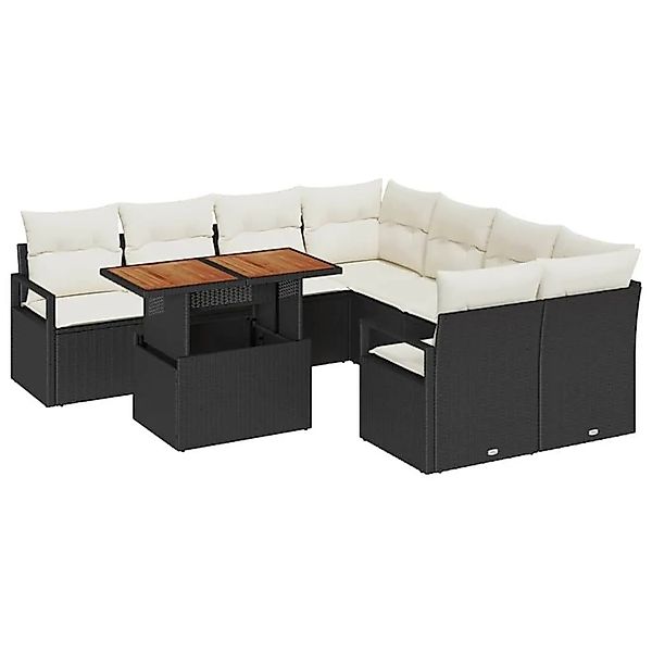 vidaXL Garten Essgruppe mit Kissen 9-Tlg Schwarz und Creme 3349690 günstig online kaufen