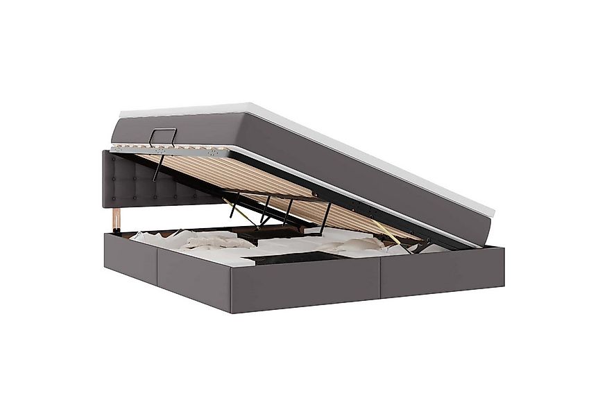 vidaXL Bett Bett mit Stauraum und LED mit LED Grau 160 x 200 cm Kunstleder günstig online kaufen