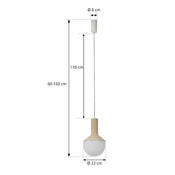 Lucande Hängeleuchte Florine, beige/opal, Keramik, Glas günstig online kaufen