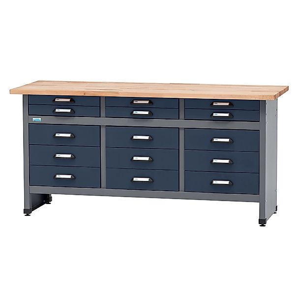 Küpper Werkbank mit 15 Schubladen 84 x 170 x 60 cm Dunkelblau günstig online kaufen