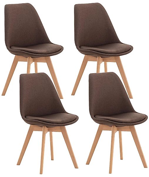 4er Set Stuhl Linares Stoff Braun günstig online kaufen