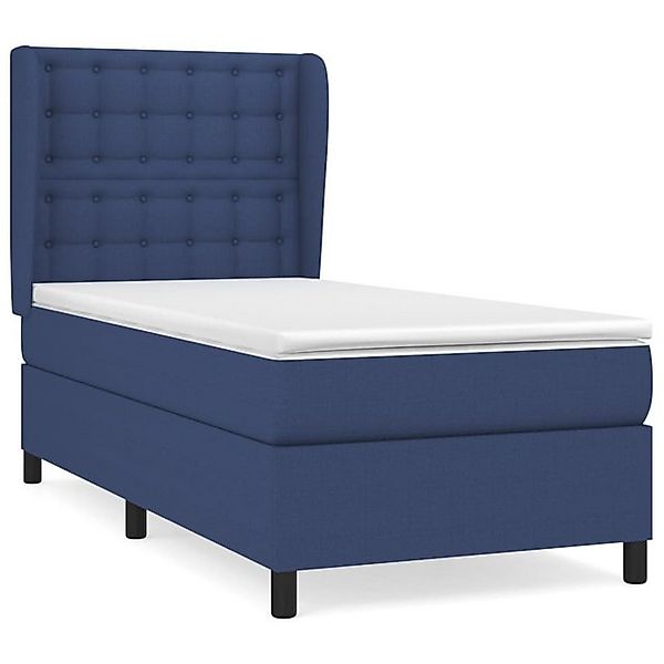 vidaXL Boxspringbett, Boxbett mit Matratze Blau 90x200 cm Stoff günstig online kaufen