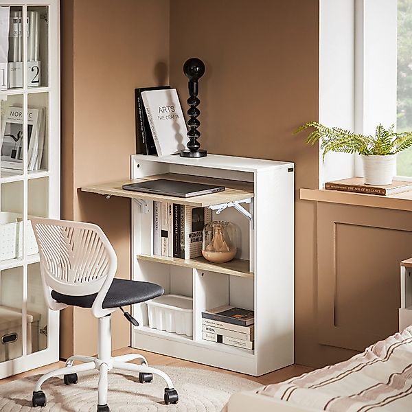 SoBuy Klapptisch mit Angebautem Schrank Schreibtisch Weißnatur 70x85x57cm F günstig online kaufen