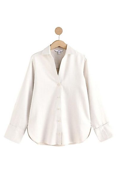 Next Langarmbluse Bluse mit offenem Ausschnitt aus Satin und Leinen (1-tlg) günstig online kaufen