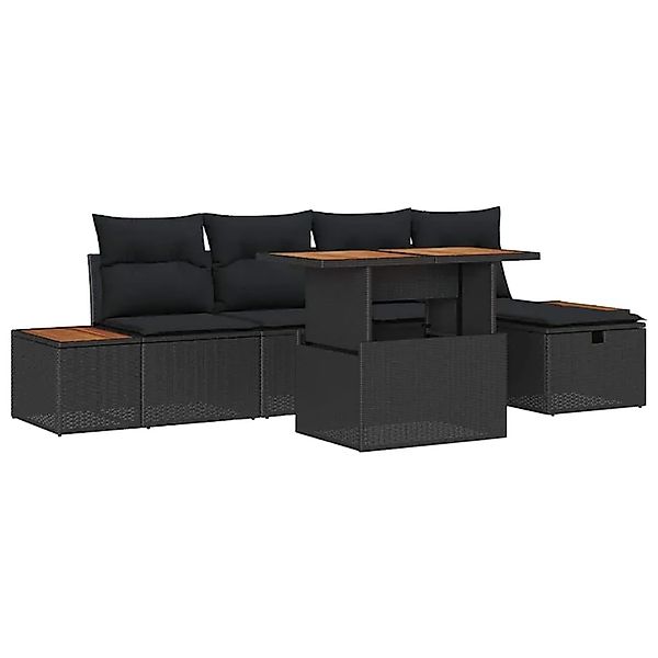 vidaXL Garten-Sofa-Set Höhenverstellbar 6-Tlg Schwarz Poly Rattan 3361405 günstig online kaufen
