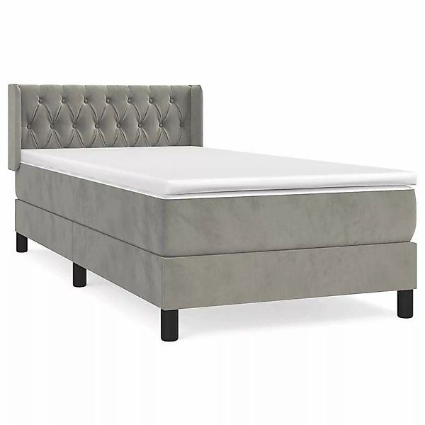 vidaXL Boxspringbett mit Matratze Hellgrau 90x190 cm Samt1537604 günstig online kaufen