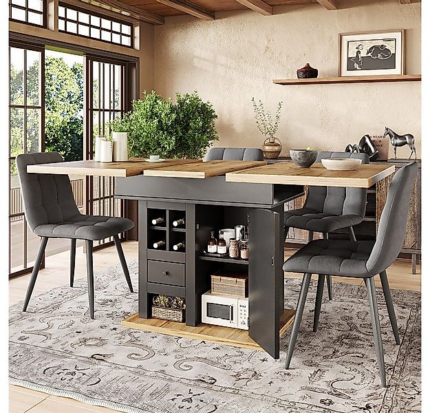 OKWISH Esstisch Ausziehbarer Küchentisch (mit Weinregal & Schubladen – Flex günstig online kaufen