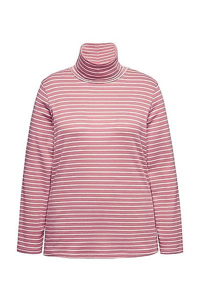 Ulla Popken T-Shirt Shirt gerippt Slim Rollkragen Langarm Biobaumwolle günstig online kaufen