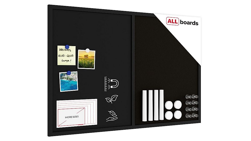 ALLboards Tafel Kombitafel Kork / schwarz magnetisch Holzrahmen schwarz lac günstig online kaufen