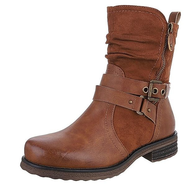 Ital-Design Stylischer Stretch-Stiefel mit Schnalle und Reißverschluss Stie günstig online kaufen