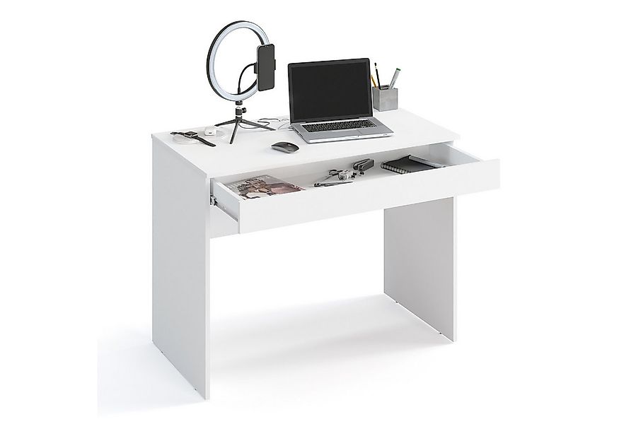 KOMTO Schreibtisch Milan mit 1 Schublade Bürotisch Computertisch Klein Arbe günstig online kaufen