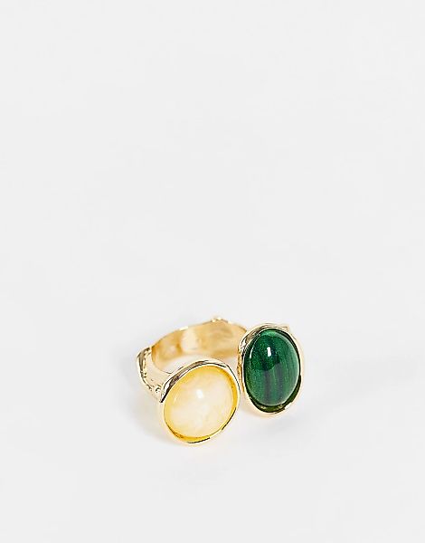 Glamorous – Ring in Gold-Optik mit zwei dunklen Schmucksteinen-Goldfarben günstig online kaufen