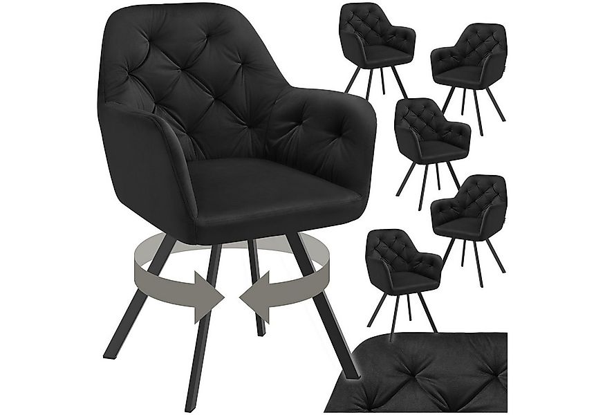 tectake Esszimmerstuhl Drehbarer Samt-Armlehnstuhl Lucia, gepolstert (Set, günstig online kaufen