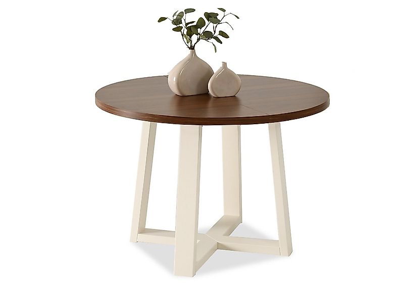 Compleo Esstisch Rund, Loft Design, 100-180 cm, Küchentisch ausziehbar ARIO günstig online kaufen