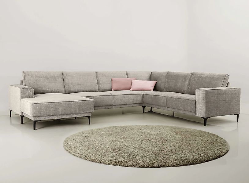 PLACES OF STYLE Wohnlandschaft "XXL Sofa Oland, Struktur, Flachgewebe, Luxu günstig online kaufen