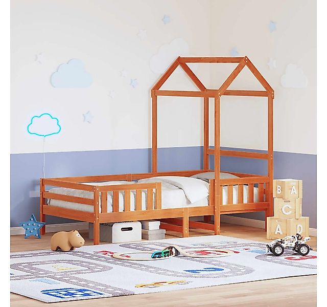 vidaXL Bett, Massivholzbett mit Dach Wachsbraun 75x190 cm Kiefer günstig online kaufen