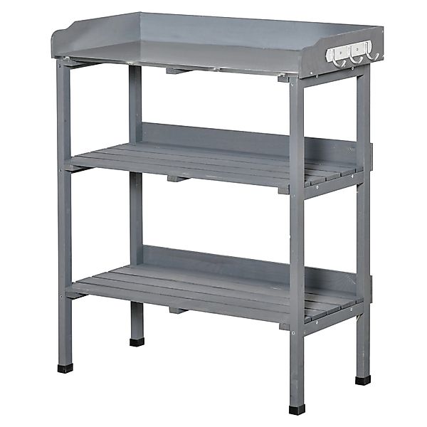 Outsunny Pflanztisch Tannenholz Grau 76L x 37B x 89H cm günstig online kaufen