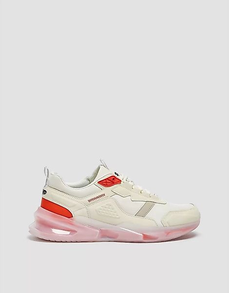 Pull&Bear – Sneaker in Weiß mit roter Sohle günstig online kaufen