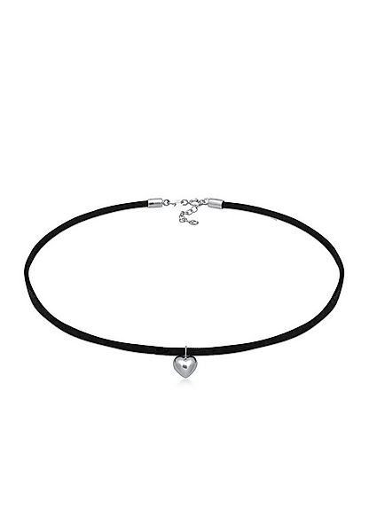 Elli Choker Lederkette synthetisch Herz Anhänger 925 silber günstig online kaufen