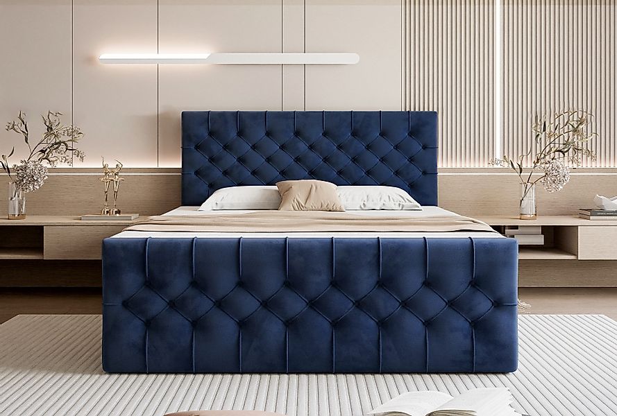 Goldstoff Boxspringbett TAURIEL mit 2x Bettkasten günstig online kaufen