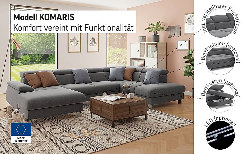 COTTA Wohnlandschaft »Komaris U-Form, B: 320 cm« mit Kopfteilverstellung, o günstig online kaufen