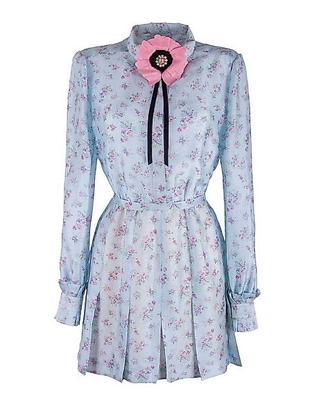 RUA & RUA Minikleid Kleid aus Seide Hemdkleid Seidenkleid mit Blumen-Brosch günstig online kaufen