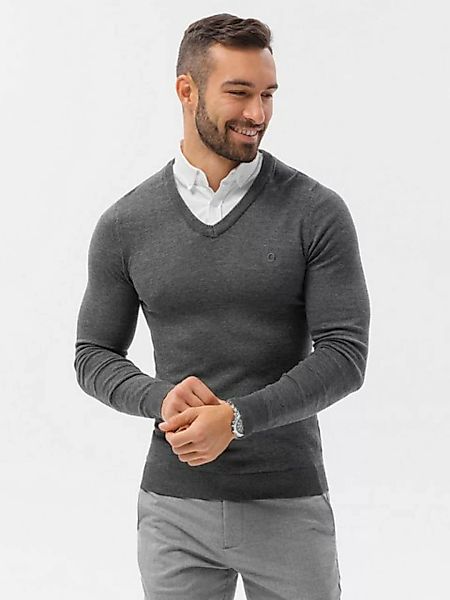 OMBRE V-Ausschnitt-Pullover Herren-Pullover mit weißem Kragen günstig online kaufen