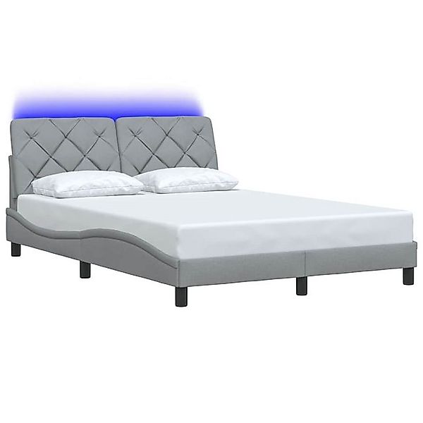 vidaXL Bett Bettgestell mit LED ohne Matratze Hellgrau 120x200 cm Stoff günstig online kaufen