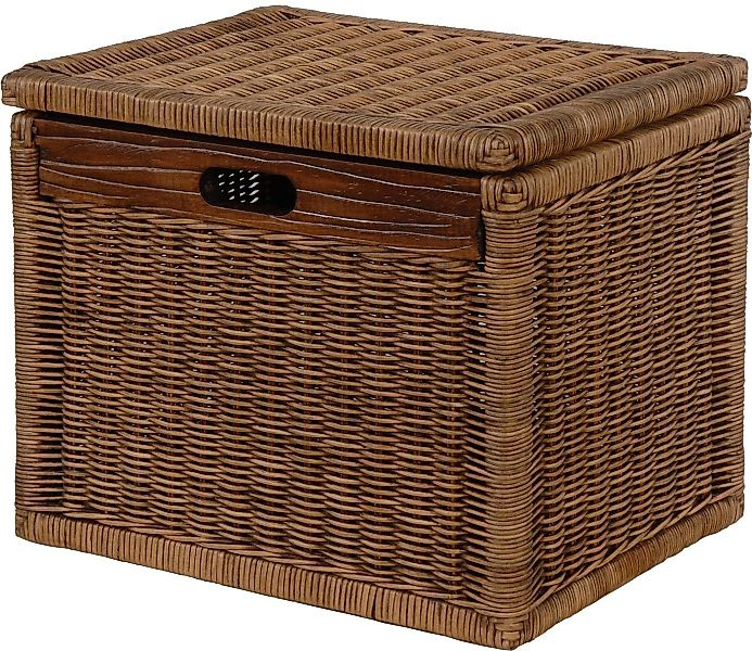 Krines Home Aufbewahrungskorb Hoher Korb mit Deckel Rattan geflochten Regal günstig online kaufen