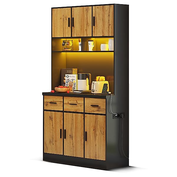 Merax Küchenbuffet Küchenbuffet mit LED-Beleuchtung und günstig online kaufen