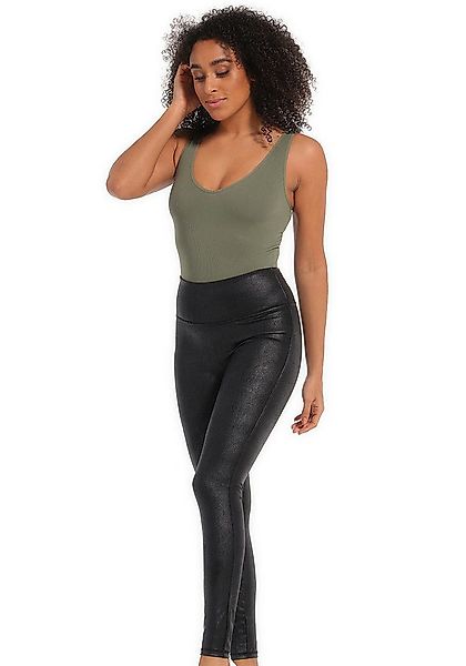 MAGIC Bodyfashion Leggings Leather Look Legging hoch tailliertes Design, ke günstig online kaufen