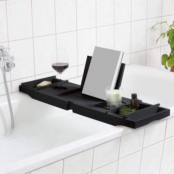 Navaris Badewannenablage Badewannenablage ausziehbar mit Buch- günstig online kaufen