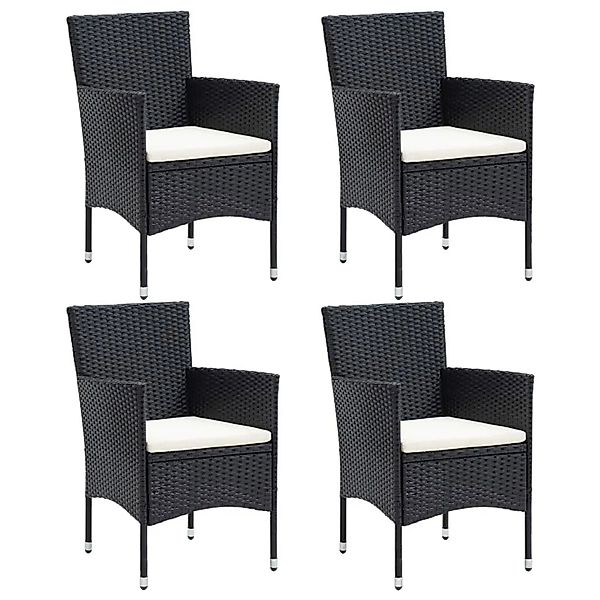 vidaXL Garten-Essstühle 4 Stk Poly Rattan Schwarz 310562 günstig online kaufen