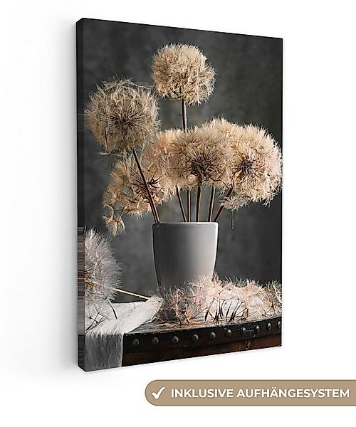 OneMillionCanvasses® Leinwandbild Blumensamen - Löwenzahn - Vase - Stillebe günstig online kaufen