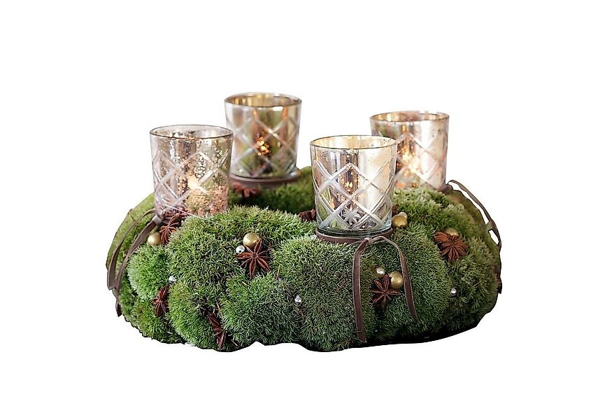 Mirabeau Adventskranz Steckwindlicht 4er Set Clara antiksilber günstig online kaufen