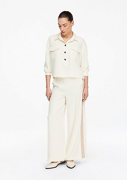 comma Chinos Hose Wide-Leg-Hose mit Kontraststreifen günstig online kaufen