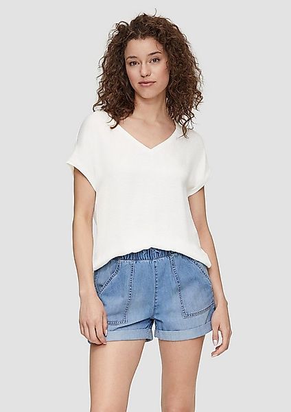 QS Kurzarmshirt T-Shirt Fabricmix-Shirt im Loose Fit mit V-Ausschnitt günstig online kaufen