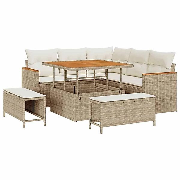 vidaXL Gartensofa-set mit Kissen 8-Tlg Beige Poly-Rattan 3364986 günstig online kaufen